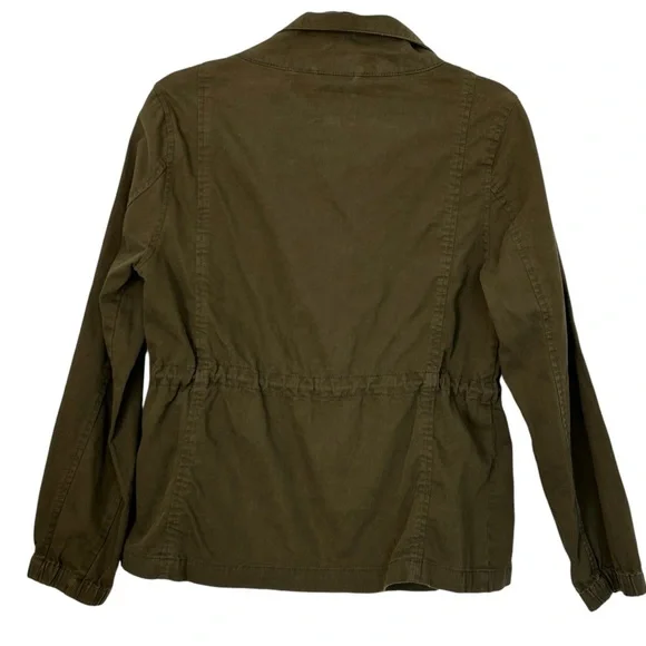 OLD NAVY Women’s Field Utility Jacket Olive Green Mock Collar Drawstring Waist M - Picture 2 of 11